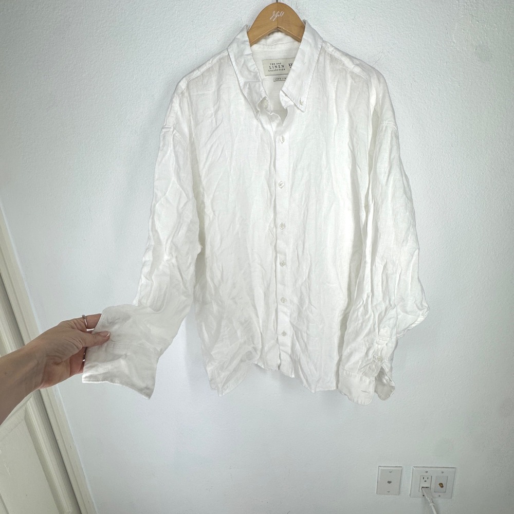 Abercrombie Fitch The A&F Linen Collection White Button Down Shirt Size XXL Mens
